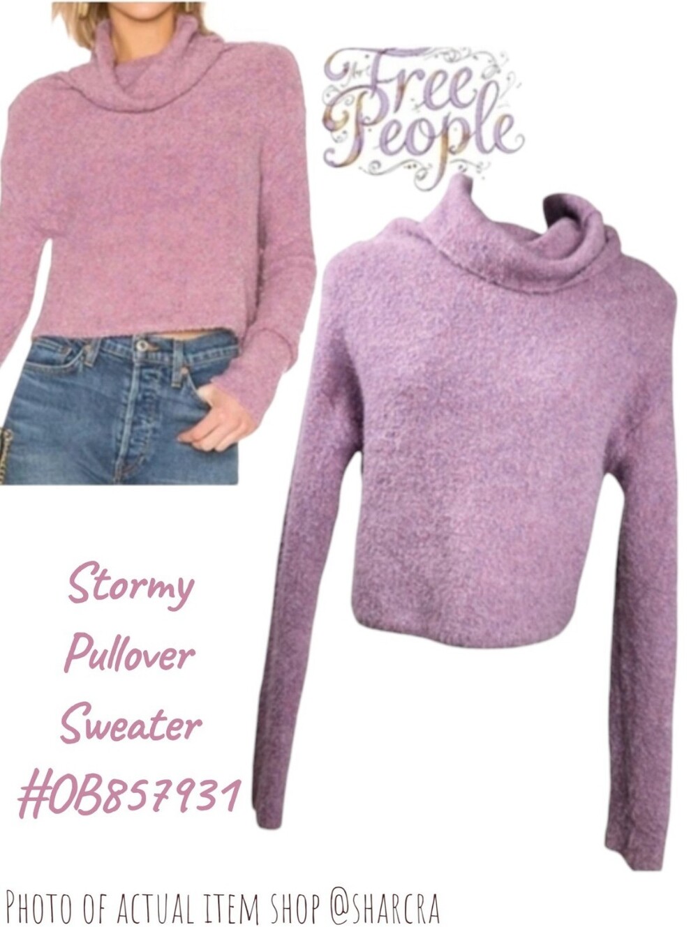 Free People Women's Stormy Pullover Sweater OB857931 Lavender alpaca Wool Top S